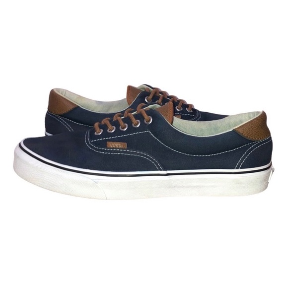 Vans C&L Era 59 Navy/Tan Leather Trim Skate Sneakers - Picture 2 of 6